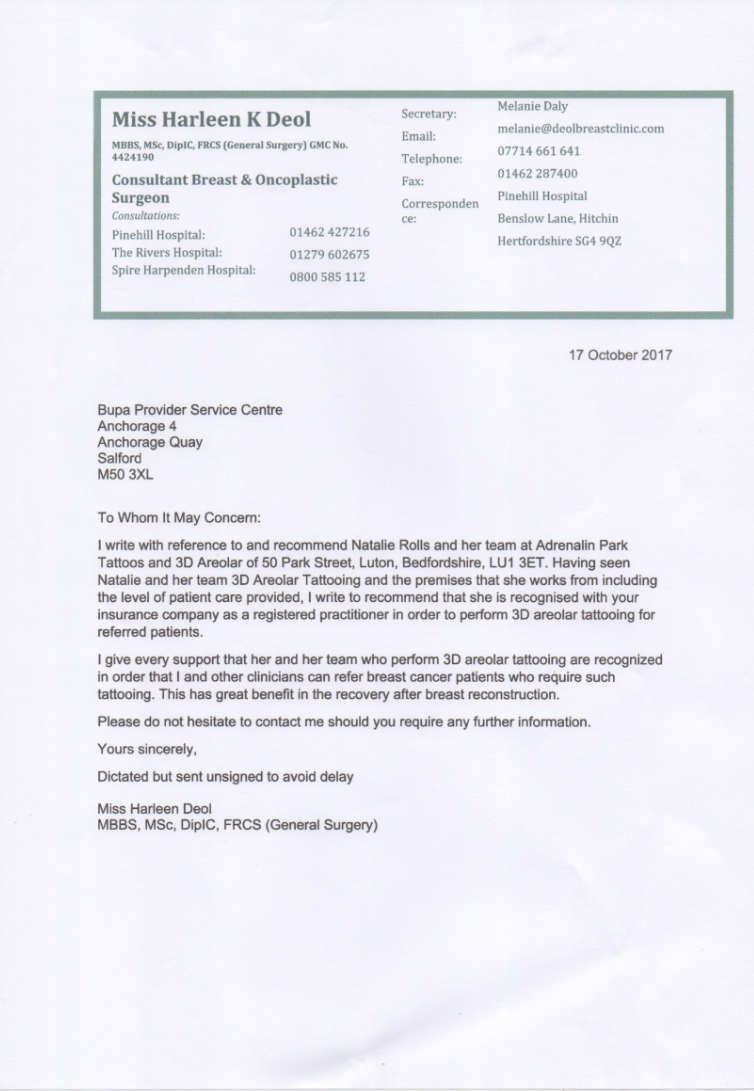 BUPA letter